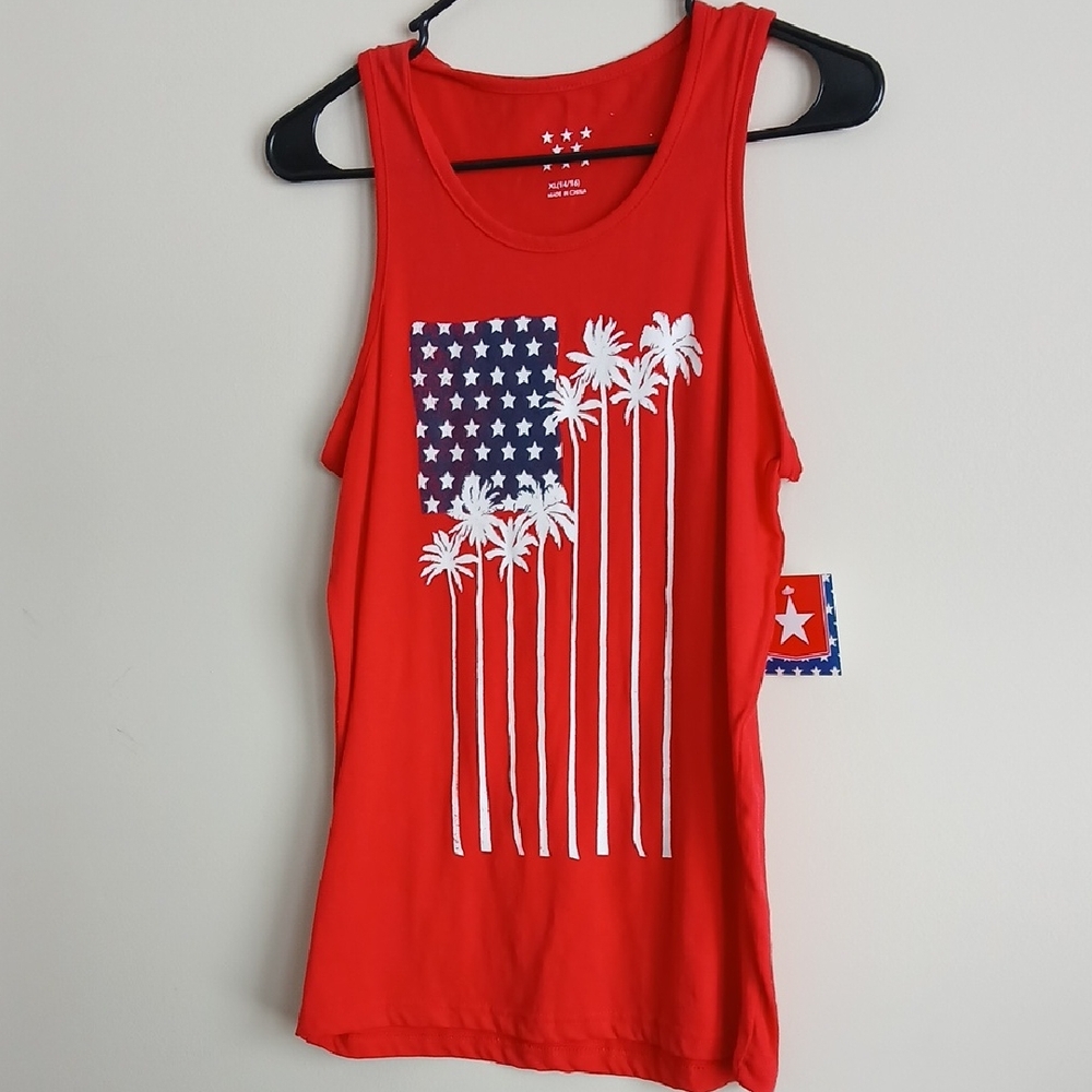 Patriotic Red Palm Tree Kids Tank Top